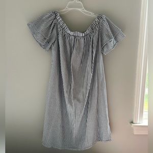 Blue and White striped off the shoulder dress